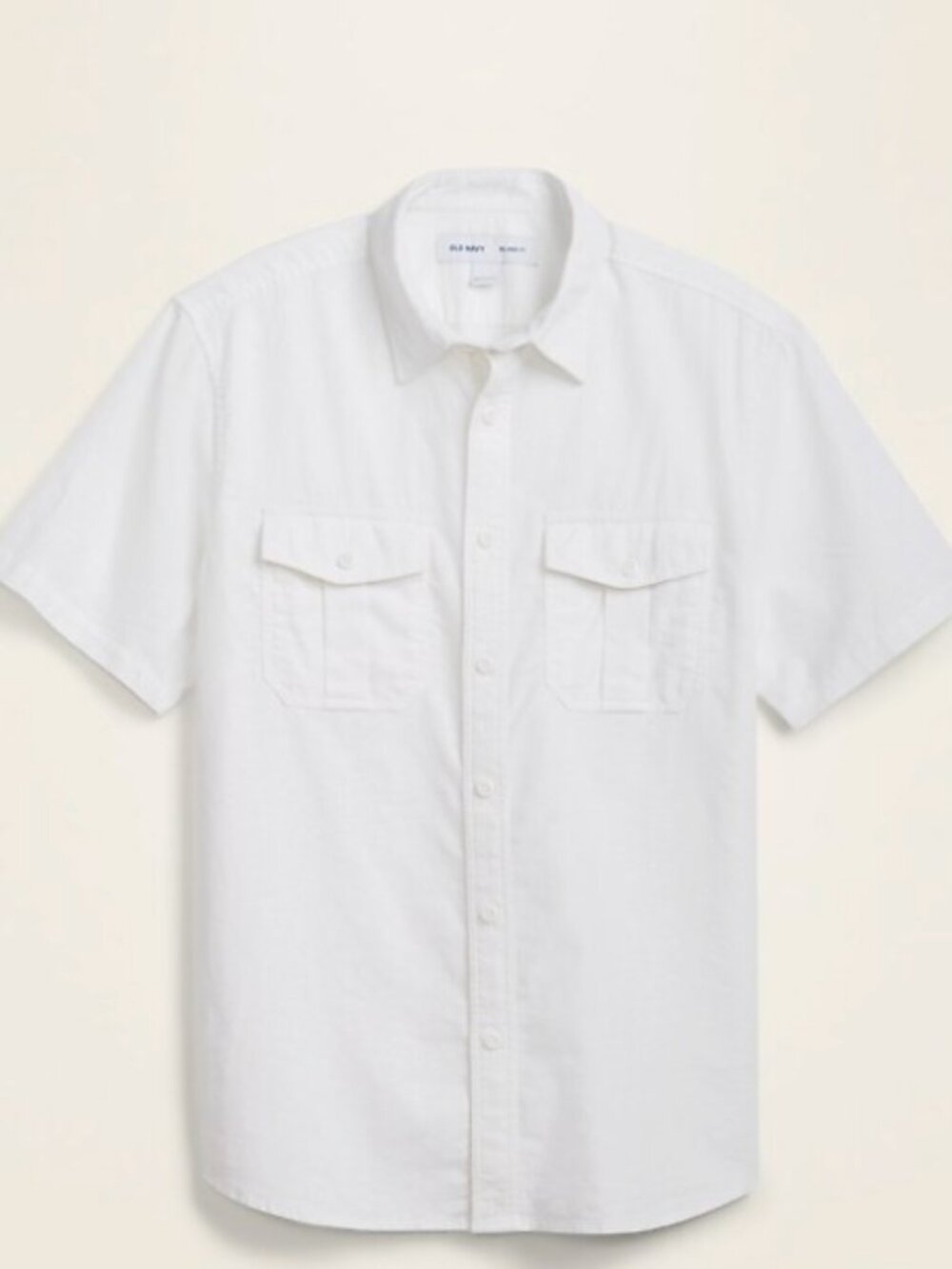 Old Navy Relaxed-Fit White Linen-Blend Utility Shirt